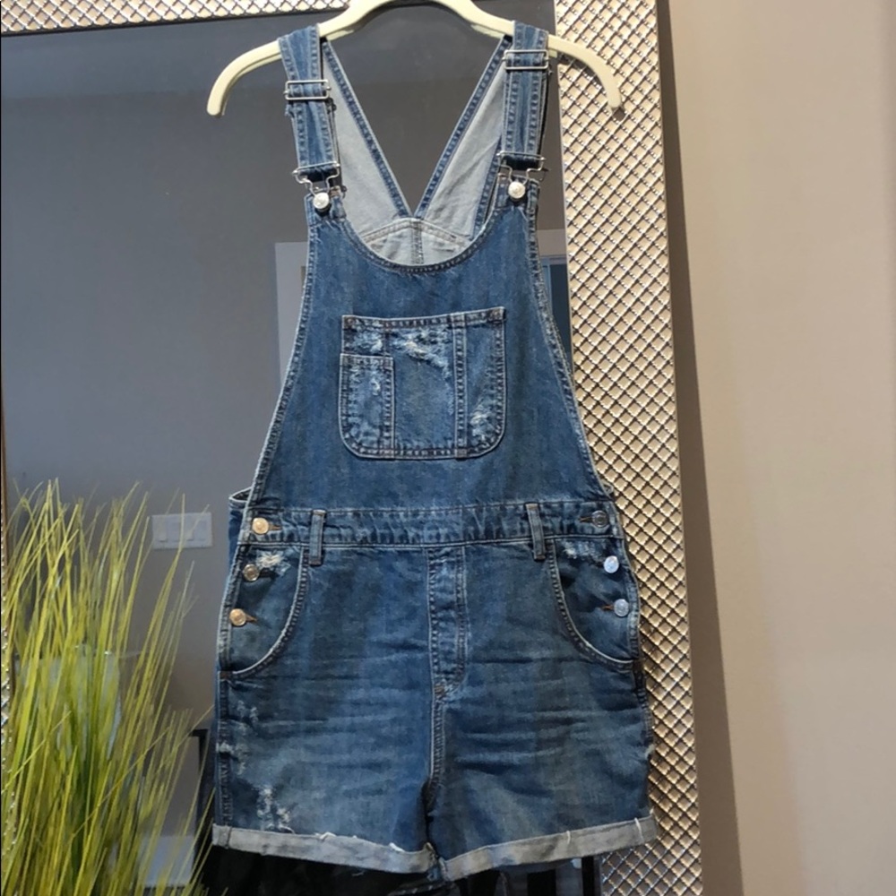 Topshop MOTO Denim Short Overalls